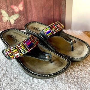 Alegria Carina Beaded Leather Thong Sandals